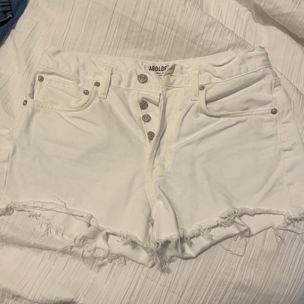 Agolde White Parker Cutoffs